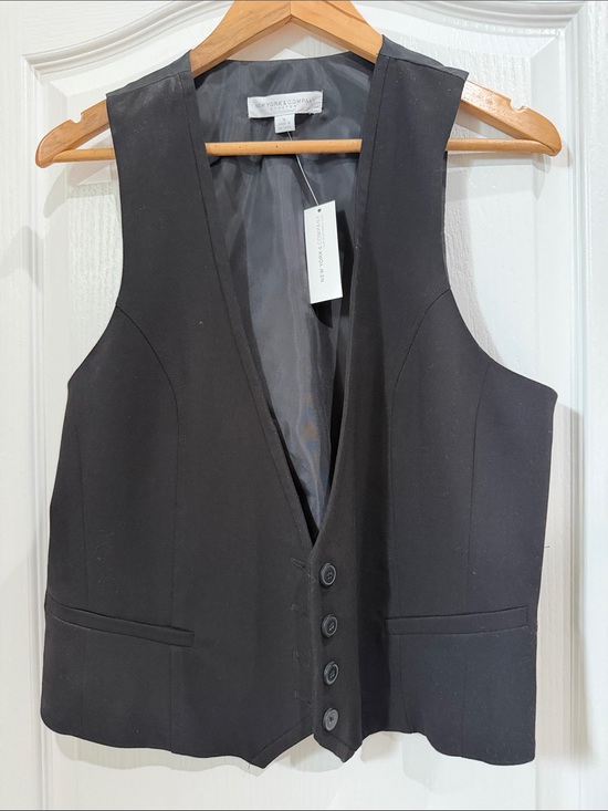 New York & Company Jackets & Blazers - New York and Company size 16 Women's Tailored black Vest with Buttons NWT